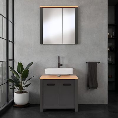 Deladeco Ensemble salle de bain moderne 2 éléments anthracite/chêne Venitia Anthracite/chêne Anthracite/chêne - Publicité Deladeco Ensemble salle de bain moderne 2 éléments anthracite/chêne Venitia Anthracite/chêne Anthracite/chêne - Publicité