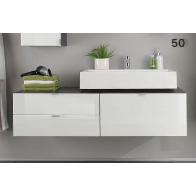 Deladeco Meuble sous lavabo suspendu design gris/blanc laqué Messine Gris/blanc laqué Gris/blanc laqué - Publicité Deladeco Meuble sous lavabo suspendu design gris/blanc laqué Messine Gris/blanc laqué Gris/blanc laqué - Publicité