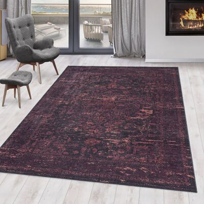 Deladeco Tapis vintage rayé lavable en machine rouge Casa Rouge 140x200 Rouge 140x200 - Publicité Deladeco Tapis vintage rayé lavable en machine rouge Casa Rouge 140x200 Rouge 140x200 - Publicité