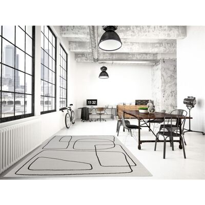 Deladeco Tapis moderne abstrait intérieur rectangle Figure Ivoire 160x230 Ivoire 160x230 - Publicité Deladeco Tapis moderne abstrait intérieur rectangle Figure Ivoire 160x230 Ivoire 160x230 - Publicité