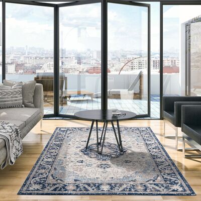 Deladeco Tapis rayé gris pour salon vintage rectangle Oriolo Gris 80x150 Gris 80x150 - Publicité Deladeco Tapis rayé gris pour salon vintage rectangle Oriolo Gris 80x150 Gris 80x150 - Publicité