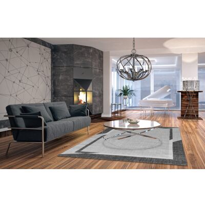 Deladeco Tapis contemporain géométrique Janet Gris 80x150 Gris 80x150 - Publicité Deladeco Tapis contemporain géométrique Janet Gris 80x150 Gris 80x150 - Publicité