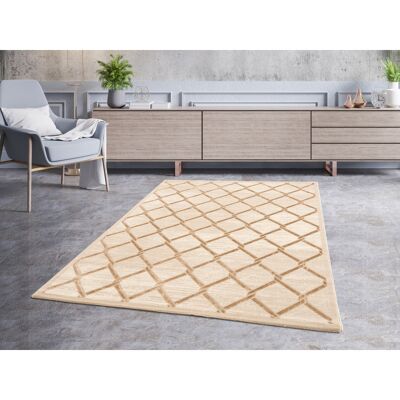 Deladeco Tapis effet 3D contemporain beige intérieur brillant Binche Beige 80x300 Beige 80x300 - Publicité Deladeco Tapis effet 3D contemporain beige intérieur brillant Binche Beige 80x300 Beige 80x300 - Publicité