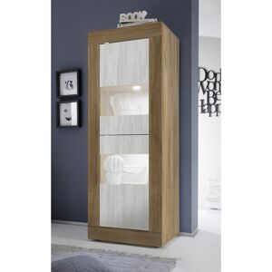Balias Home Vitrine moderne 61 cm chêne mercure/blanc structuré Agathe - Publicité Balias Home Vitrine moderne 61 cm chêne mercure/blanc structuré Agathe - Publicité