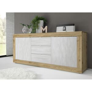 Balias Home Buffet/bahut moderne 210 cm chêne cadiz/blanc structuré Agathe - Publicité Balias Home Buffet/bahut moderne 210 cm chêne cadiz/blanc structuré Agathe - Publicité