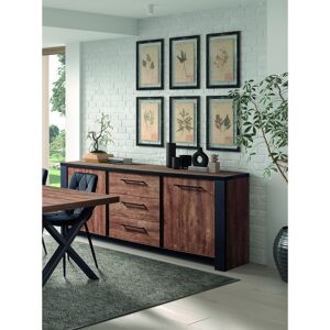 Deladeco Buffet/bahut industriel 230 cm chêne foncé Samira Chêne foncé Chêne foncé - Publicité Deladeco Buffet/bahut industriel 230 cm chêne foncé Samira Chêne foncé Chêne foncé - Publicité
