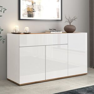Deladeco Buffet/bahut moderne 120 cm blanc/chêne wotan Grana Blanc/chêne wotan Blanc/chêne wotan - Publicité Deladeco Buffet/bahut moderne 120 cm blanc/chêne wotan Grana Blanc/chêne wotan Blanc/chêne wotan - Publicité