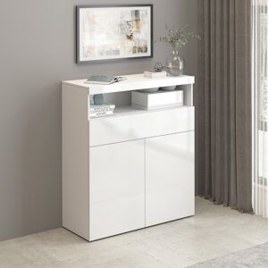 Deladeco Buffet haut moderne blanc brillant Enaya Blanc brillant Blanc brillant - Publicité Deladeco Buffet haut moderne blanc brillant Enaya Blanc brillant Blanc brillant - Publicité