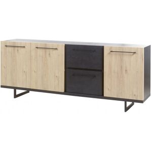 Deladeco Buffet/bahut industriel 230 cm chêne/anthracite Alrik Chêne Chêne - Publicité Deladeco Buffet/bahut industriel 230 cm chêne/anthracite Alrik Chêne Chêne - Publicité