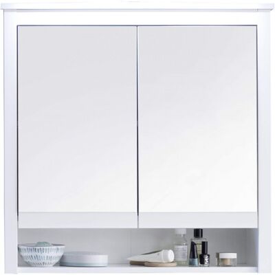 Deladeco Armoire de toilette contemporaine blanche 81 cm Olivetta Blanc Blanc - Publicité Deladeco Armoire de toilette contemporaine blanche 81 cm Olivetta Blanc Blanc - Publicité
