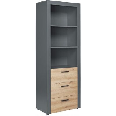 Deladeco Colonne de rangement contemporaine chêne/anthracite Irina Chêne/anthracite Chêne/anthracite - Publicité Deladeco Colonne de rangement contemporaine chêne/anthracite Irina Chêne/anthracite Chêne/anthracite - Publicité