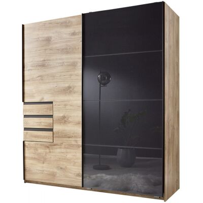 Deladeco Armoire adulte moderne 180 cm chêne/verre gris Edimbourg Chêne/verre gris Chêne/verre gris - Publicité Deladeco Armoire adulte moderne 180 cm chêne/verre gris Edimbourg Chêne/verre gris Chêne/verre gris - Publicité