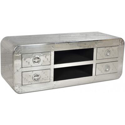 Vivabita Meuble TV industriel 140 cm bois et aluminium Fly Argent Argent - Publicité Vivabita Meuble TV industriel 140 cm bois et aluminium Fly Argent Argent - Publicité