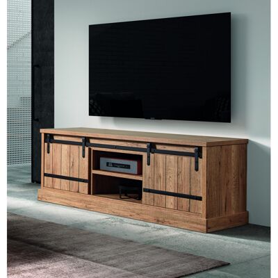 Deladeco Meuble TV contemporain style rustique 164 cm coloris chêne Perrine Chêne Chêne - Publicité Deladeco Meuble TV contemporain style rustique 164 cm coloris chêne Perrine Chêne Chêne - Publicité