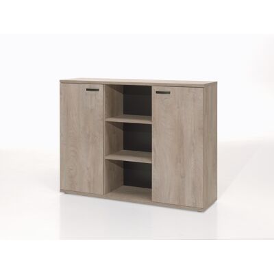 Deladeco Armoire basse de bureau contemporaine 160 cm chêne clair Othello Chêne clair Chêne clair - Publicité Deladeco Armoire basse de bureau contemporaine 160 cm chêne clair Othello Chêne clair Chêne clair - Publicité