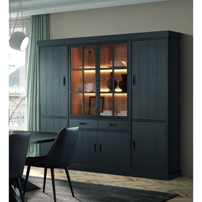 Deladeco Vitrine moderne noire 240 cm Raphie Noir Noir - Publicité Deladeco Vitrine moderne noire 240 cm Raphie Noir Noir - Publicité