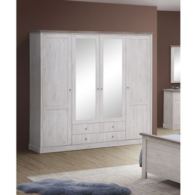 Deladeco Armoire adulte contemporaine 4 portes chêne blanc/marron Maxime Chêne blanc/marron Chêne blanc/marron - Publicité Deladeco Armoire adulte contemporaine 4 portes chêne blanc/marron Maxime Chêne blanc/marron Chêne blanc/marron - Publicité