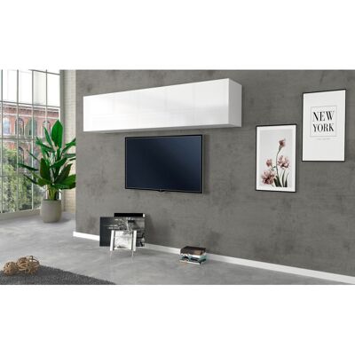 Deladeco Meuble de rangement suspendu blanc laqué brillant Maroussia Blanc laqué brillant Blanc laqué brillant - Publicité Deladeco Meuble de rangement suspendu blanc laqué brillant Maroussia Blanc laqué brillant Blanc laqué brillant - Publicité