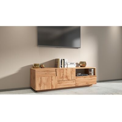 Deladeco Meuble TV moderne 150 cm chêne wotan Pedro Chêne wotan Chêne wotan - Publicité Deladeco Meuble TV moderne 150 cm chêne wotan Pedro Chêne wotan Chêne wotan - Publicité