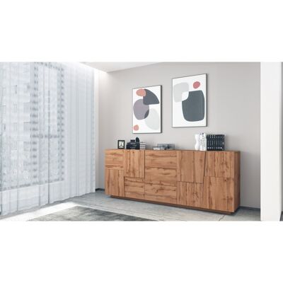 Deladeco Buffet/bahut moderne 4 portes/3 tiroirs chêne wotan Pedro Chêne wotan Chêne wotan - Publicité Deladeco Buffet/bahut moderne 4 portes/3 tiroirs chêne wotan Pedro Chêne wotan Chêne wotan - Publicité