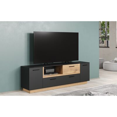 Deladeco Meuble TV moderne 187 cm chêne/anthracite Cindy Chêne/anthracite Chêne/anthracite - Publicité Deladeco Meuble TV moderne 187 cm chêne/anthracite Cindy Chêne/anthracite Chêne/anthracite - Publicité