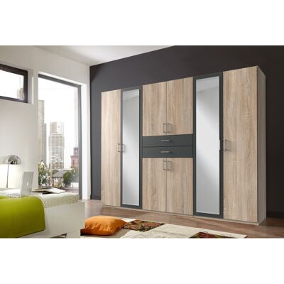 Deladeco Armoire adulte moderne 270 cm chêne/graphite Hortensia Chêne/graphite Chêne/graphite - Publicité Deladeco Armoire adulte moderne 270 cm chêne/graphite Hortensia Chêne/graphite Chêne/graphite - Publicité