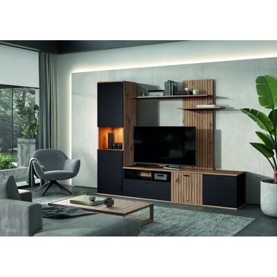 Deladeco Banc TV moderne 235 cm chêne canyon/anthracite Siline Chêne canyon/anthracite Chêne canyon/anthracite - Publicité Deladeco Banc TV moderne 235 cm chêne canyon/anthracite Siline Chêne canyon/anthracite Chêne canyon/anthracite - Publicité