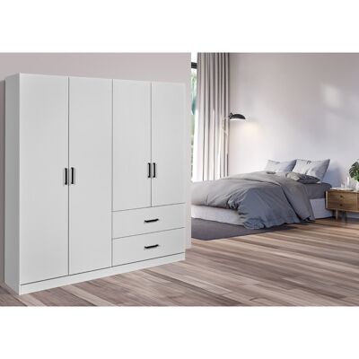 Deladeco Armoire contemporaine 160 cm blanche Willy Blanc Blanc - Publicité Deladeco Armoire contemporaine 160 cm blanche Willy Blanc Blanc - Publicité