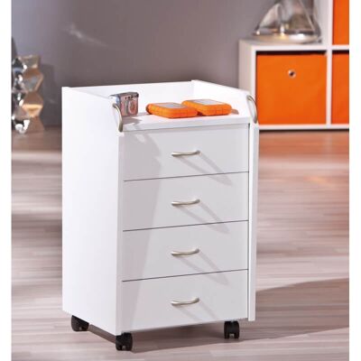 Deladeco Caisson de bureau contemporain 4 tiroirs blanc Pontino Blanc Blanc - Publicité Deladeco Caisson de bureau contemporain 4 tiroirs blanc Pontino Blanc Blanc - Publicité