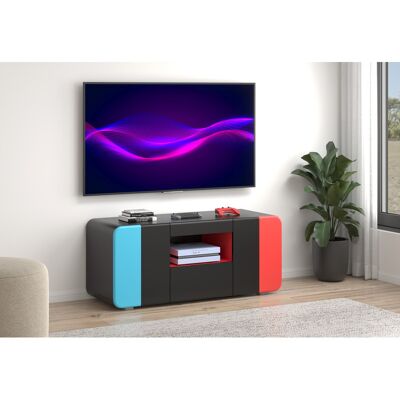 Deladeco Meuble TV moderne 115 cm noir/bleu/rouge Lorie Noir/bleu.rouge laqué Noir/bleu.rouge laqué - Publicité Deladeco Meuble TV moderne 115 cm noir/bleu/rouge Lorie Noir/bleu.rouge laqué Noir/bleu.rouge laqué - Publicité