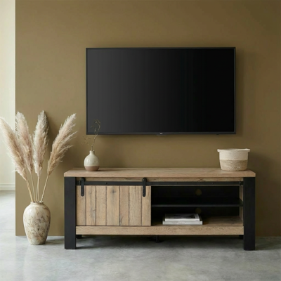 Deladeco Meuble TV industriel 150 cm chêne/noir Simeo Chêne/noir Chêne/noir - Publicité Deladeco Meuble TV industriel 150 cm chêne/noir Simeo Chêne/noir Chêne/noir - Publicité