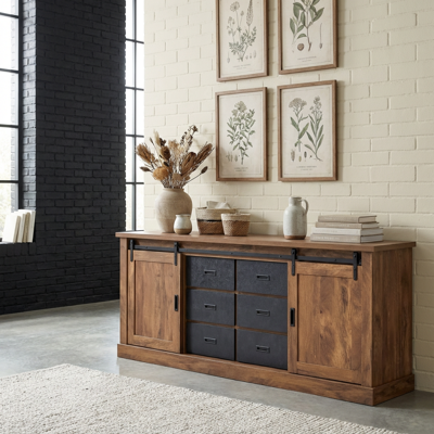 Deladeco Buffet/bahut industriel coloris acacia/noir Eliot Acacia/noir Acacia/noir - Publicité Deladeco Buffet/bahut industriel coloris acacia/noir Eliot Acacia/noir Acacia/noir - Publicité