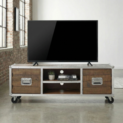 Deladeco Meuble TV industriel mobile en acacia Swen Marron Marron - Publicité Deladeco Meuble TV industriel mobile en acacia Swen Marron Marron - Publicité