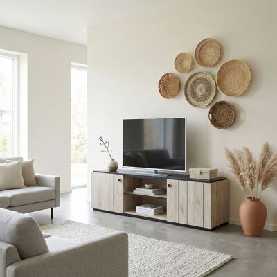 Deladeco Meuble TV contemporain 160 cm chêne sable Tonga Chêne sable Chêne sable - Publicité Deladeco Meuble TV contemporain 160 cm chêne sable Tonga Chêne sable Chêne sable - Publicité
