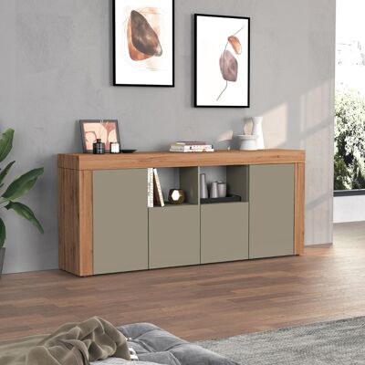 Deladeco Buffet/bahut contemporain 200 cm taupe/chêne wotan Neros Taupe/chêne wotan Taupe/chêne wotan - Publicité Deladeco Buffet/bahut contemporain 200 cm taupe/chêne wotan Neros Taupe/chêne wotan Taupe/chêne wotan - Publicité