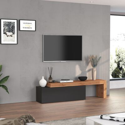 Deladeco Meuble TV extensible 180/290 cm anthracite mat/chêne wotan Neros Anthracite mat/chêne wotan Anthracite mat/chêne wotan - Publicité Deladeco Meuble TV extensible 180/290 cm anthracite mat/chêne wotan Neros Anthracite mat/chêne wotan Anthracite mat/chêne wotan - Publicité