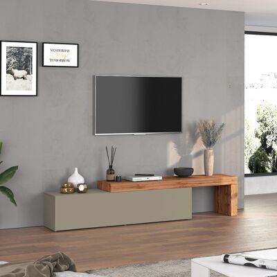 Deladeco Meuble TV extensible 190/350 cm taupe/chêne wotan Neros Taupe/chêne wotan Taupe/chêne wotan - Publicité Deladeco Meuble TV extensible 190/350 cm taupe/chêne wotan Neros Taupe/chêne wotan Taupe/chêne wotan - Publicité