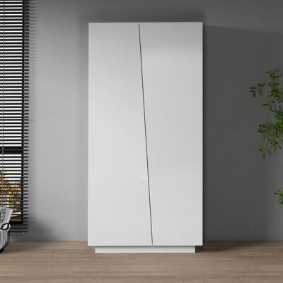 Deladeco Armoire haute de bureau moderne blanc mat Essly Blanc mat Blanc mat - Publicité Deladeco Armoire haute de bureau moderne blanc mat Essly Blanc mat Blanc mat - Publicité