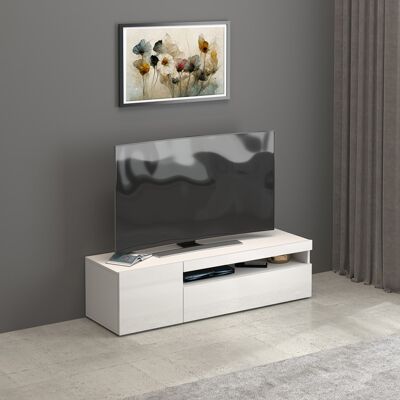 Deladeco Meuble TV moderne 130 cm blanc brillant Enaya Blanc brillant Blanc brillant - Publicité Deladeco Meuble TV moderne 130 cm blanc brillant Enaya Blanc brillant Blanc brillant - Publicité