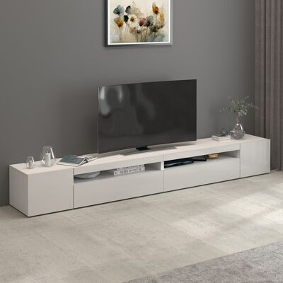 Deladeco Meuble TV moderne 260 cm blanc brillant Enaya Blanc brillant Blanc brillant - Publicité Deladeco Meuble TV moderne 260 cm blanc brillant Enaya Blanc brillant Blanc brillant - Publicité