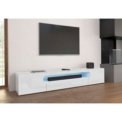 Deladeco Meuble TV moderne 240 cm blanc brillant Regina Blanc brillant Blanc brillant - Publicité Deladeco Meuble TV moderne 240 cm blanc brillant Regina Blanc brillant Blanc brillant - Publicité