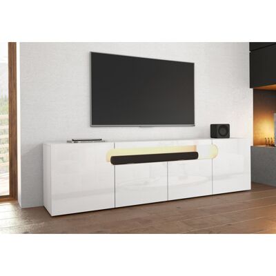 Deladeco Meuble TV moderne 4 portes blanc brillant Regina Blanc brillant Blanc brillant - Publicité Deladeco Meuble TV moderne 4 portes blanc brillant Regina Blanc brillant Blanc brillant - Publicité