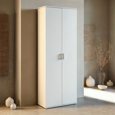 Deladeco Armoire de rangement contemporaine blanche Arcos Blanc Blanc - Publicité Deladeco Armoire de rangement contemporaine blanche Arcos Blanc Blanc - Publicité