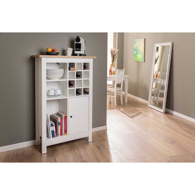 Deladeco Armoire range-bouteilles contemporain blanc/chêne Sarina Blanc/chêne artisan Blanc/chêne artisan - Publicité Deladeco Armoire range-bouteilles contemporain blanc/chêne Sarina Blanc/chêne artisan Blanc/chêne artisan - Publicité
