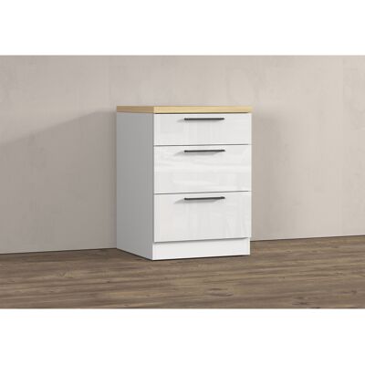 Deladeco Meuble bas 3 tiroirs de cuisine moderne blanc brillant/chêne Louna Blanc brillant/chêne chopin Blanc brillant/chêne chopin - Publicité Deladeco Meuble bas 3 tiroirs de cuisine moderne blanc brillant/chêne Louna Blanc brillant/chêne chopin Blanc brillant/chêne chopin - Publicité
