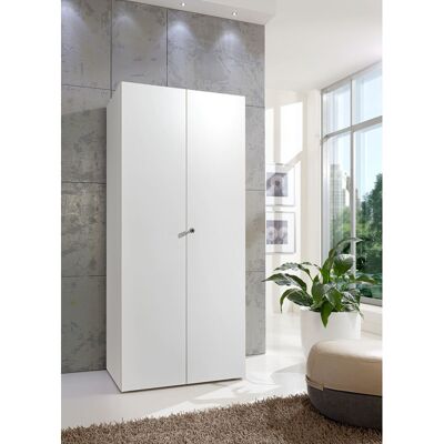 Deladeco Armoire penderie blanche avec serrure profondeur 54 cm Jesy Blanc Blanc - Publicité Deladeco Armoire penderie blanche avec serrure profondeur 54 cm Jesy Blanc Blanc - Publicité