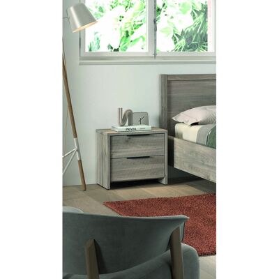Deladeco Chevet contemporain 2 tiroirs chêne gris Gladys Chêne gris Chêne gris - Publicité Deladeco Chevet contemporain 2 tiroirs chêne gris Gladys Chêne gris Chêne gris - Publicité