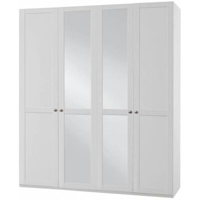 Deladeco Armoire contemporaine 4 portes avec miroir coloris blanc alpin Amerand Blanc alpin Blanc alpin - Publicité Deladeco Armoire contemporaine 4 portes avec miroir coloris blanc alpin Amerand Blanc alpin Blanc alpin - Publicité