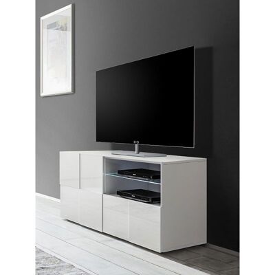 Balias Home Meuble TV moderne 121 cm laqué blanc brillant Milenor Blanc laqué brillant Blanc laqué brillant - Publicité Balias Home Meuble TV moderne 121 cm laqué blanc brillant Milenor Blanc laqué brillant Blanc laqué brillant - Publicité