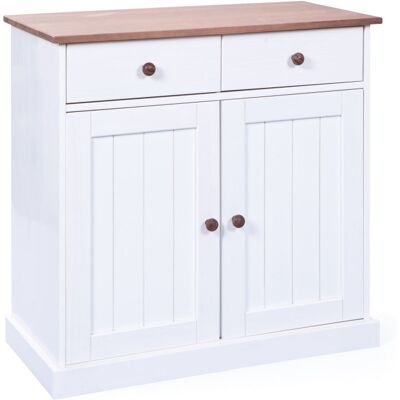 Deladeco Meuble de rangement style campagne en pin massif blanc Radja Blanc/brun Blanc/brun - Publicité Deladeco Meuble de rangement style campagne en pin massif blanc Radja Blanc/brun Blanc/brun - Publicité